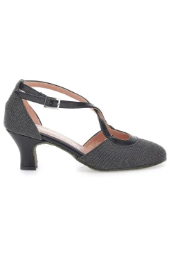 Scarpe da ballo nere con cinturino e suola in vera pelle 6555-THE FIRST DANCE