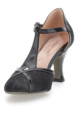 Scarpe da ballo nere con cinturino a T e tacco svasato 6325-THE FIRST DANCE Clearance