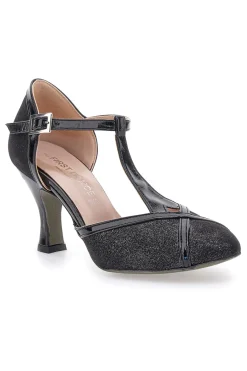 Scarpe da ballo nere con cinturino a T e tacco svasato 6325-THE FIRST DANCE Clearance