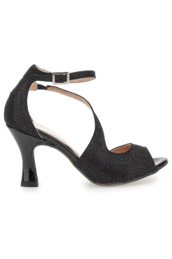 Scarpe da ballo nere open toe con cinturino alla caviglia 6514-THE FIRST DANCE