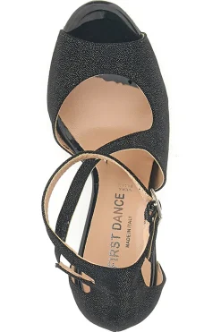 Scarpe da ballo nere open toe con cinturino alla caviglia 6514-THE FIRST DANCE