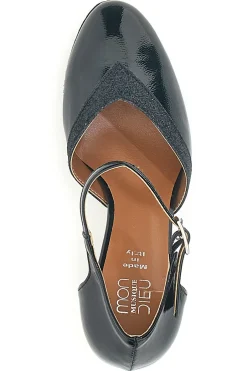 Scarpe da ballo nere vernice con cinturino e suola in pelle 211-MON DIEU MUSIQUE Clearance