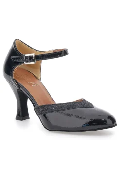 Scarpe da ballo nere vernice con cinturino e suola in pelle 211-MON DIEU MUSIQUE Clearance