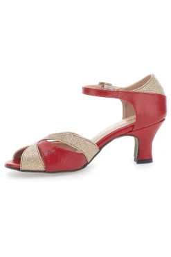 Scarpe da Ballo Rosse e Platino con Cinturino e Dettagli Scintillanti 5129-THE FIRST DANCE Clearance