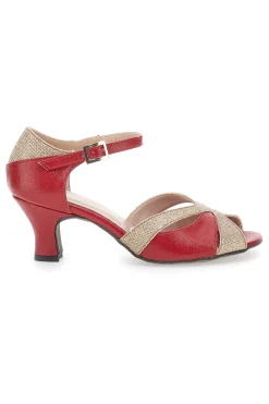 Scarpe da Ballo Rosse e Platino con Cinturino e Dettagli Scintillanti 5129-THE FIRST DANCE Clearance