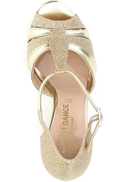 Scarpe da Ballo T-Bar Oro con Punta Aperta e Dettagli Scintillanti 5622-THE FIRST DANCE Clearance