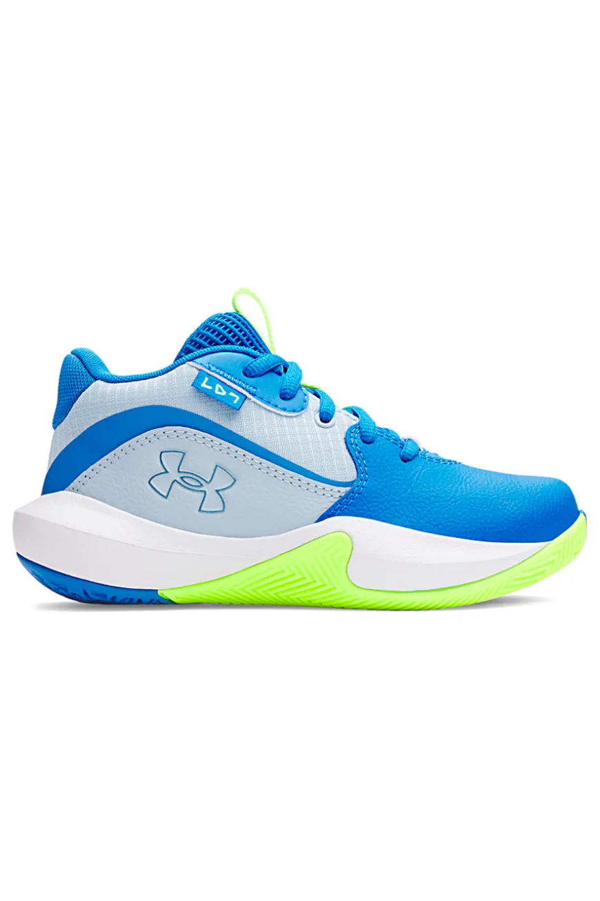 Scarpe da basket blu con dettagli lime Under Armour PS Lockdown 7