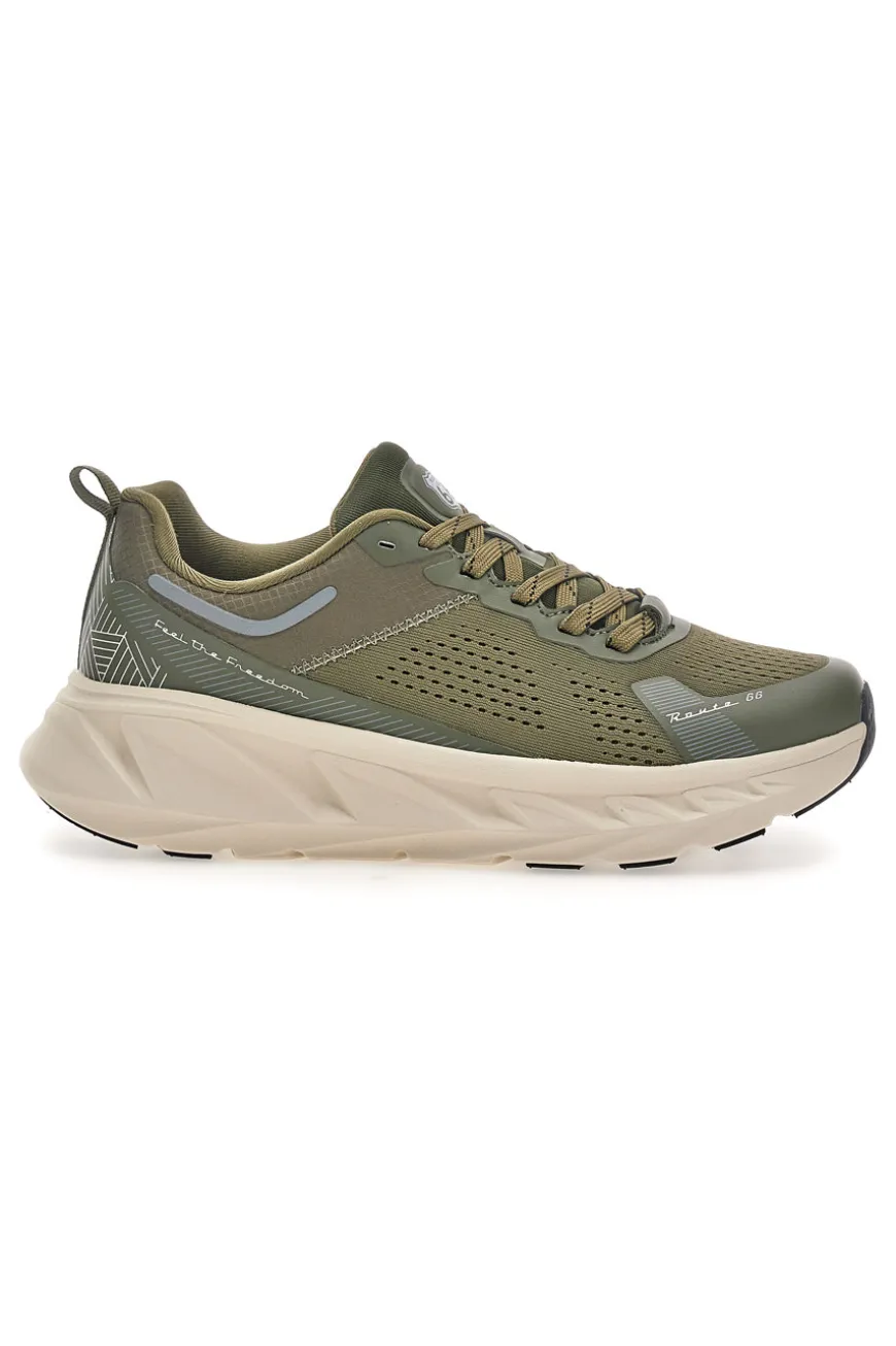 Scarpe da ginnastica verde militare con suola beige Route 66 RO51811D