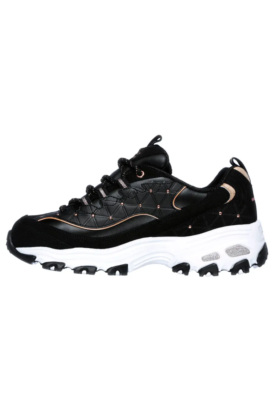 Scarpe nere chunky con borchie e Memory Foam D'Lites Glamour Feels-SKECHERS New