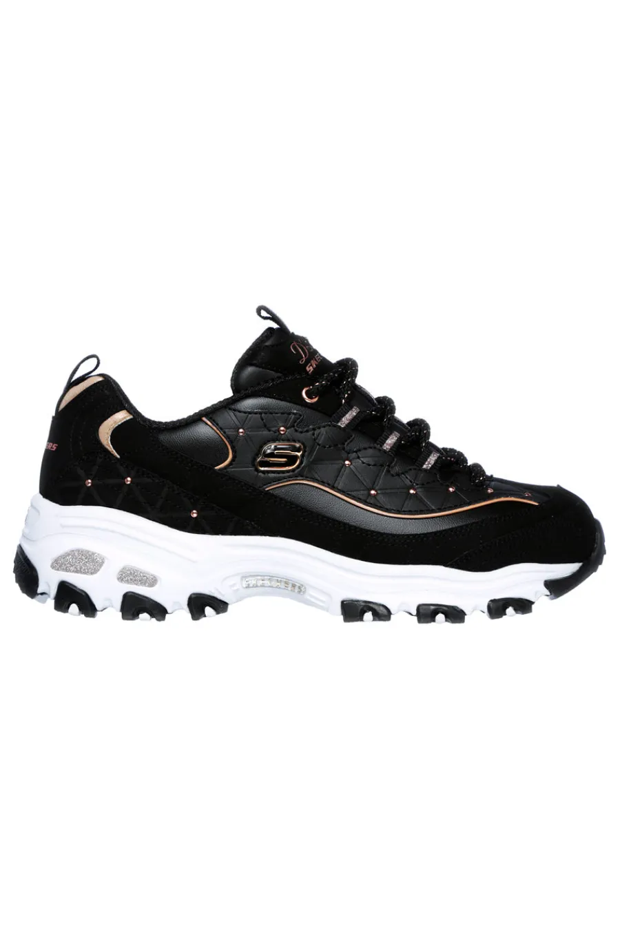 Scarpe nere chunky con borchie e Memory Foam D'Lites Glamour Feels-SKECHERS New
