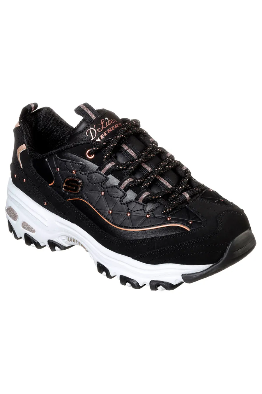 Scarpe nere chunky con borchie e Memory Foam D'Lites Glamour Feels-SKECHERS New