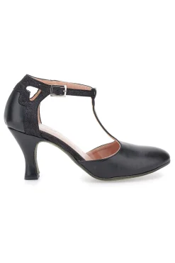 Scarpe nere con tacco e cinturino a T 6335-THE FIRST DANCE Outlet
