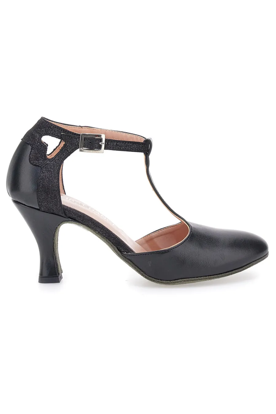 Scarpe nere con tacco e cinturino a T 6335-THE FIRST DANCE Outlet