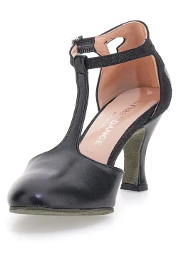 Scarpe nere con tacco e cinturino a T 6335-THE FIRST DANCE Outlet