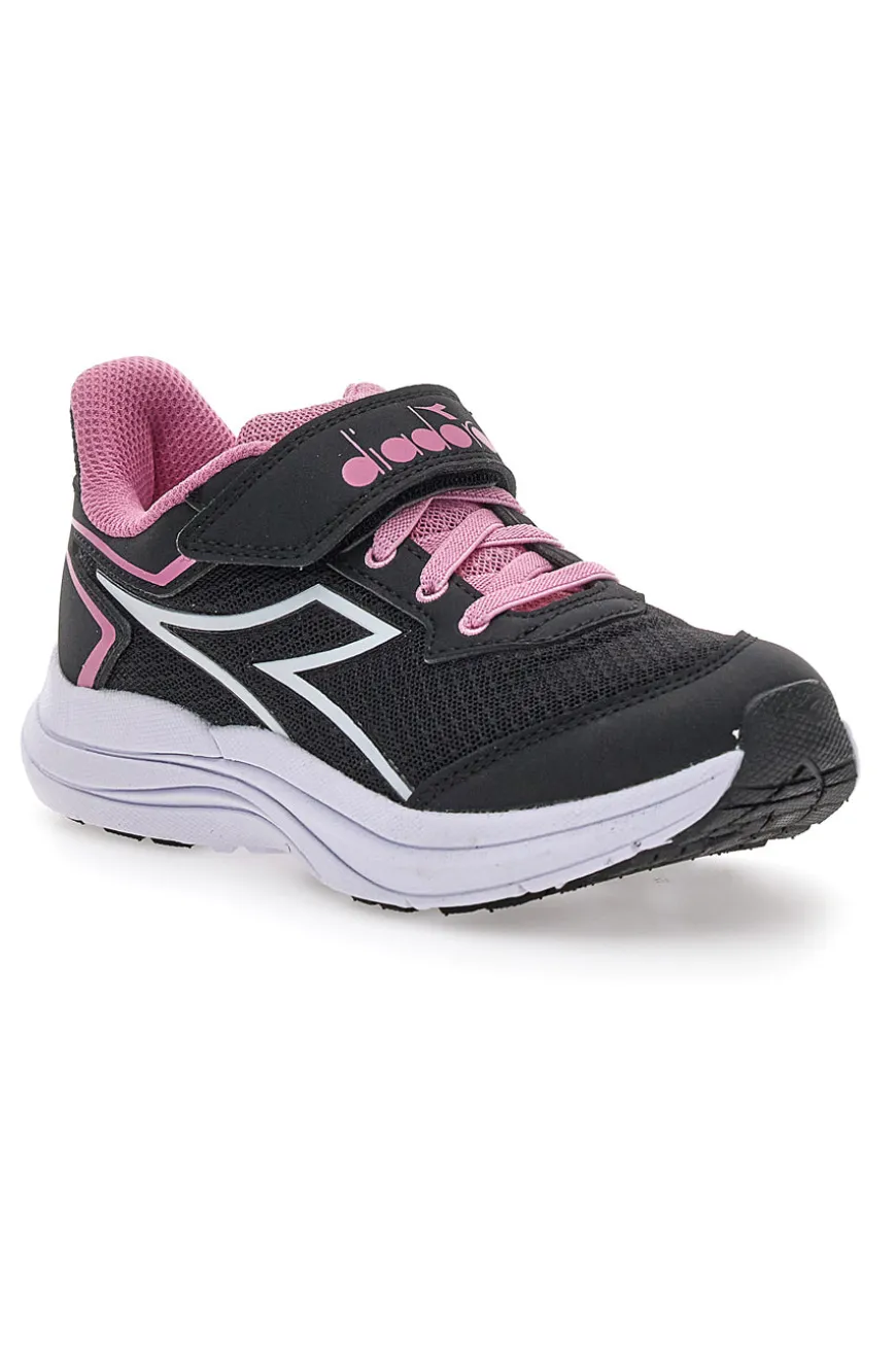 Scarpe sportive nere con dettagli rosa e chiusura a strappo Diadora SNIPE 3 JR