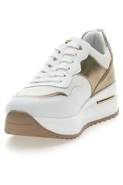 Scarpe Stringate Bianche e Oro con Platform 422 IN-INBLU