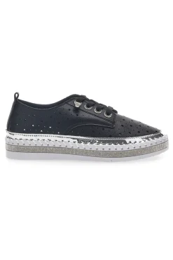 Scarpe Stringate Nere con Strass Cafè Cost 23011-CAFÈ COST Hot