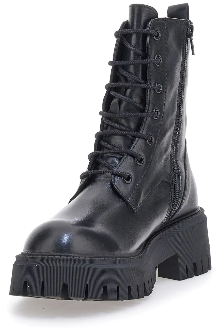 Schwarze Amphibien aus echtem Leder Black Shoot 20605