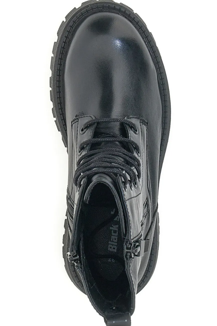 Schwarze Amphibien aus echtem Leder Black Shoot 20605