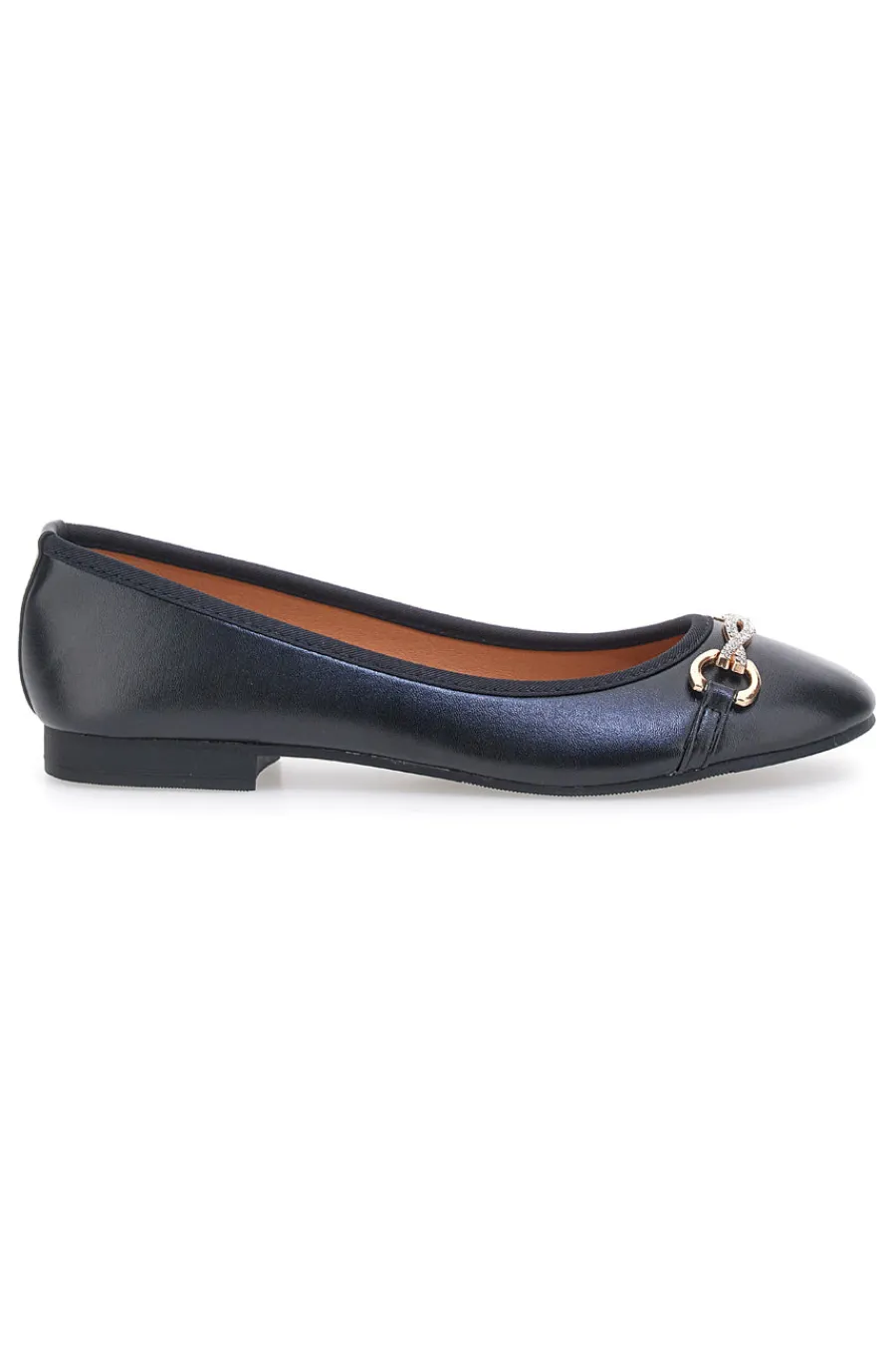 Schwarze Ballerinas mit Zierkette IDE172-THE FIRST Outlet