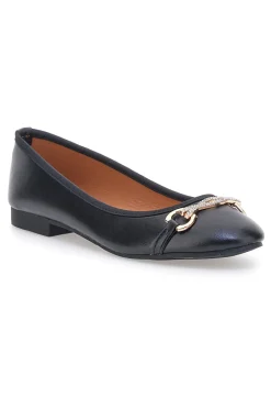 Schwarze Ballerinas mit Zierkette IDE172-THE FIRST Outlet