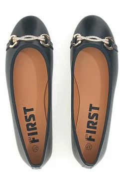 Schwarze Ballerinas mit Zierkette IDE172-THE FIRST Outlet
