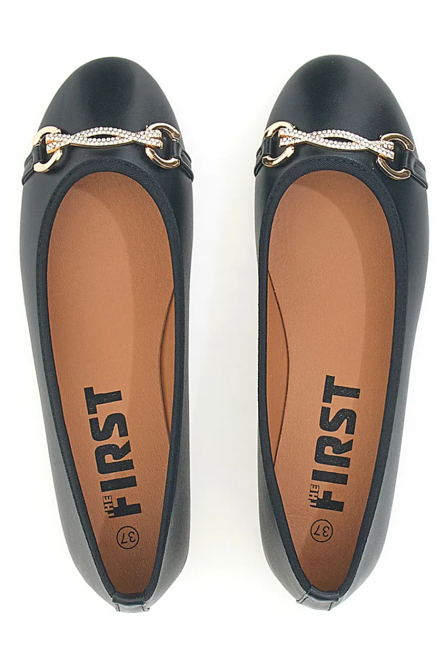 Schwarze Ballerinas mit Zierkette IDE172-THE FIRST Outlet