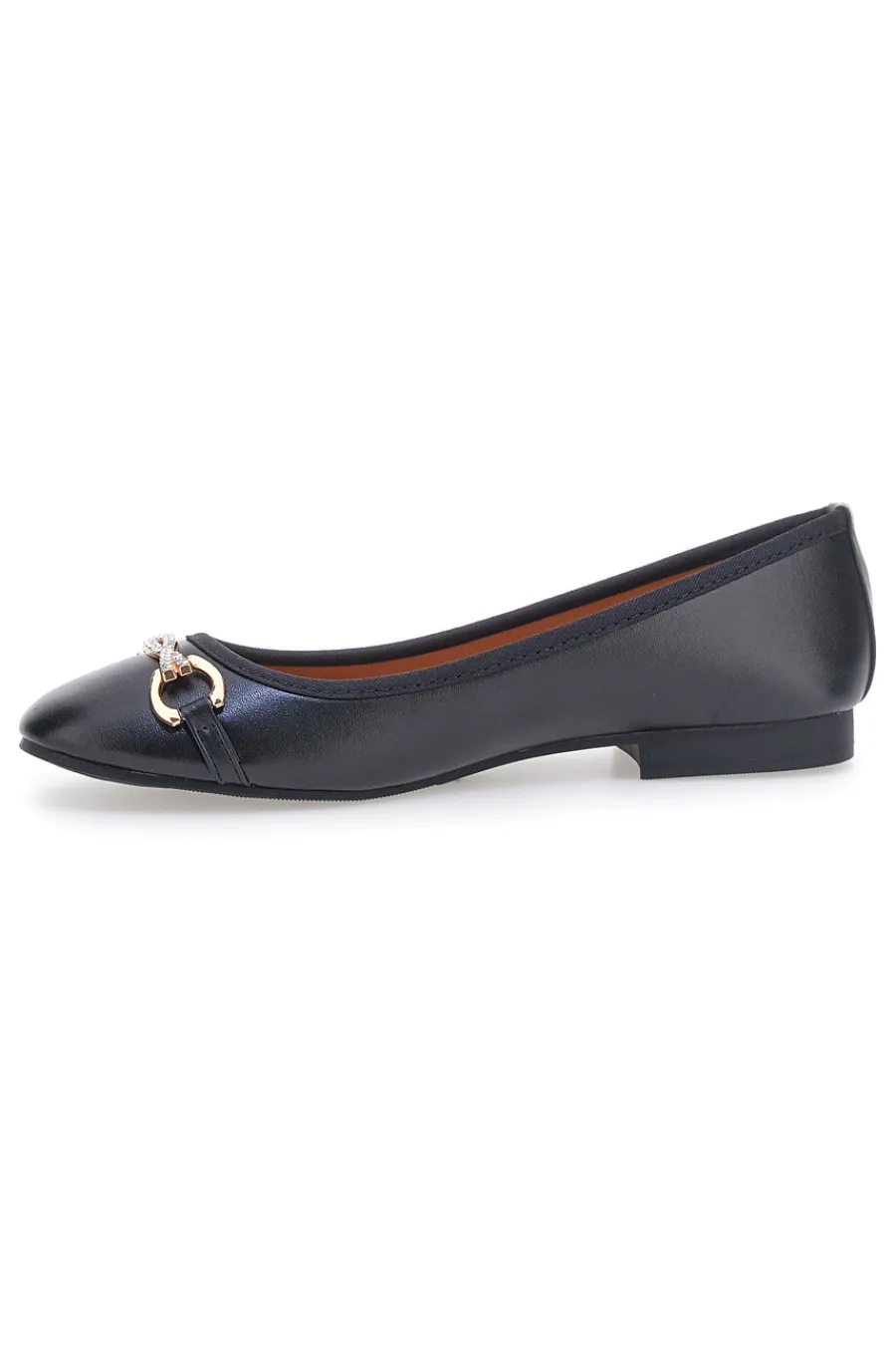 Schwarze Ballerinas mit Zierkette IDE172-THE FIRST Outlet