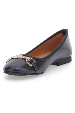 Schwarze Ballerinas mit Zierkette IDE172-THE FIRST Outlet