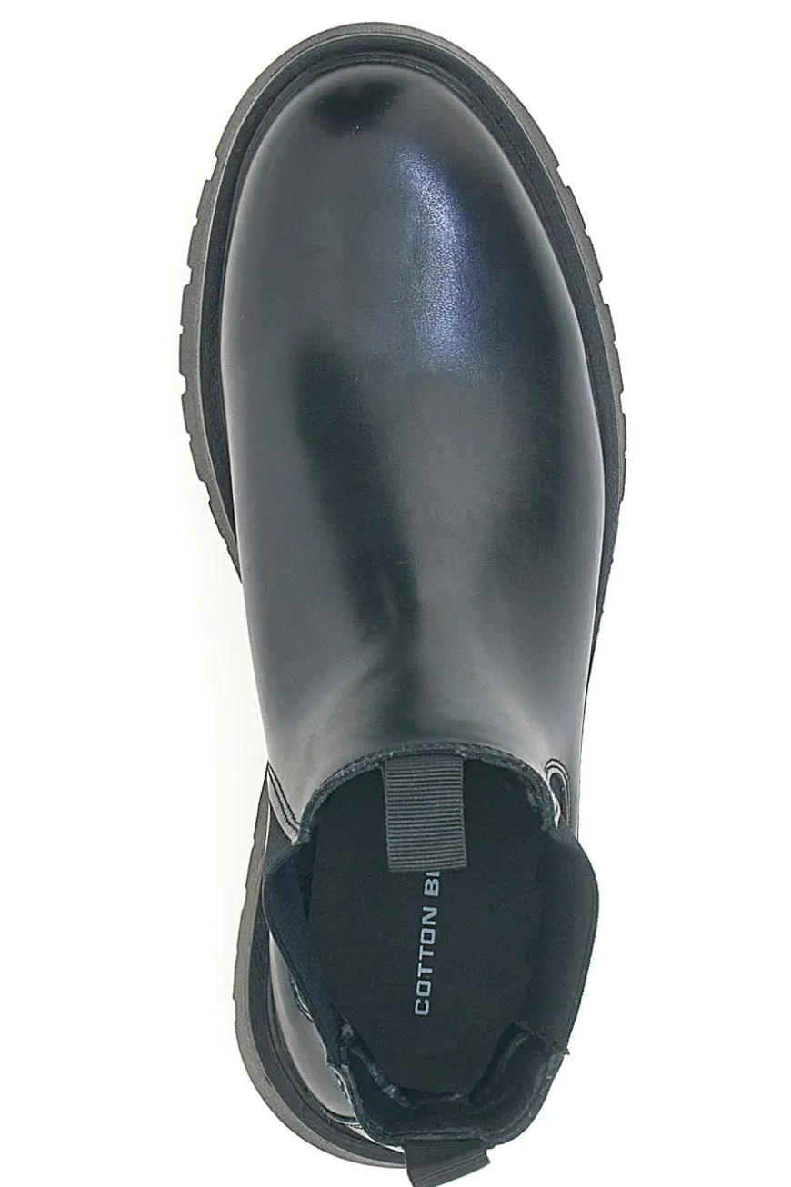 Schwarze Beatles-Stiefeletten mit seitlichem elastischem Baumwollgürtel CBM421P89
