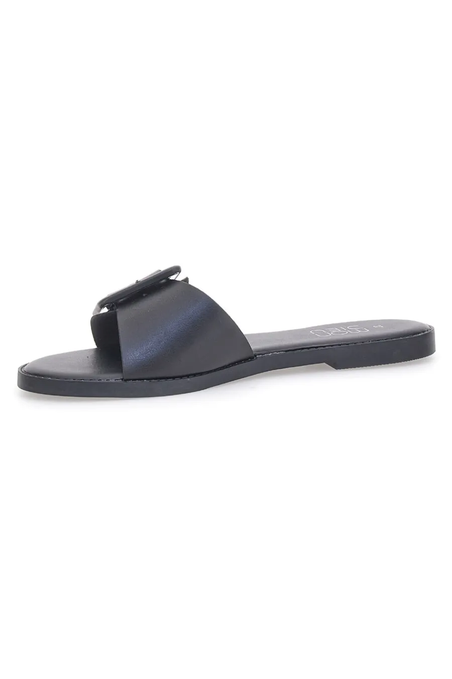 Schwarze flache Hausschuhe mit dickem Band und Schnalle PREA1330-MON DIEU Sale