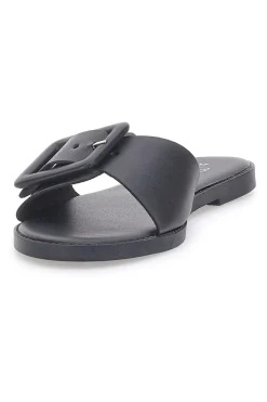 Schwarze flache Hausschuhe mit dickem Band und Schnalle PREA1330-MON DIEU Sale