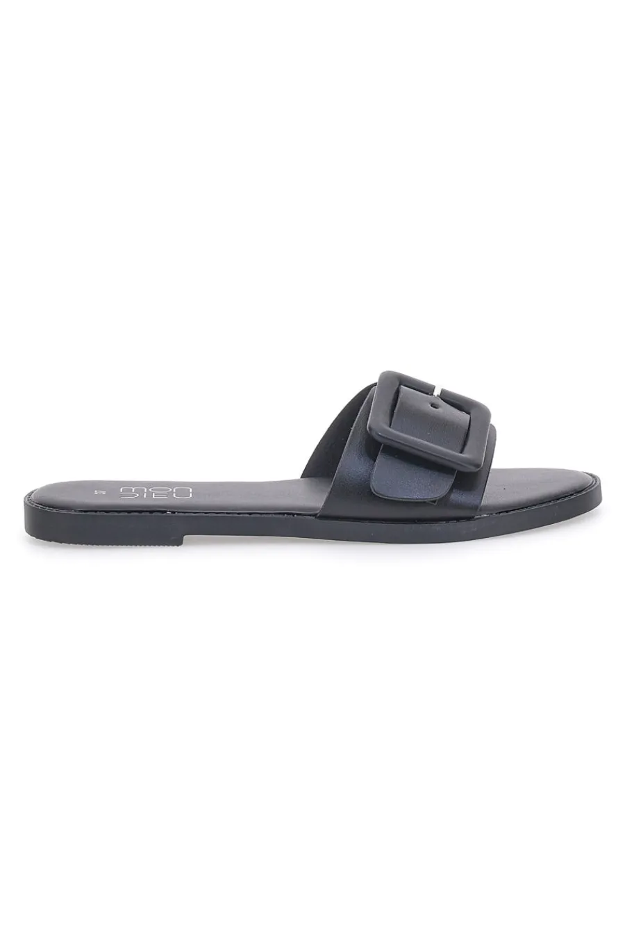 Schwarze flache Hausschuhe mit dickem Band und Schnalle PREA1330-MON DIEU Sale