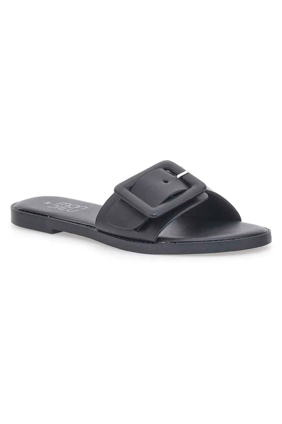 Schwarze flache Hausschuhe mit dickem Band und Schnalle PREA1330-MON DIEU Sale