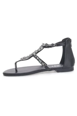 e Flip-Flop-Sandalen mit Schmucksteinen und Reißverschluss hinten PREA482-THE FIRST CHIC Online