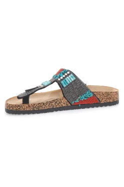e Flip-Flops mit blauen und roten Steinen FIRST ROW 14179-PRIMA RIGA Online
