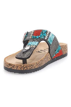 e Flip-Flops mit blauen und roten Steinen FIRST ROW 14179-PRIMA RIGA Online