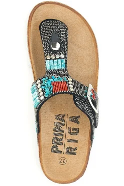 e Flip-Flops mit blauen und roten Steinen FIRST ROW 14179-PRIMA RIGA Online