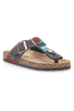 e Flip-Flops mit blauen und roten Steinen FIRST ROW 14179-PRIMA RIGA Online