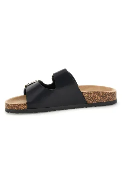 Schwarze Hausschuhe mit doppeltem Riemen und Zierschnallen Me & Me 14604-ME u0026 ME Hot