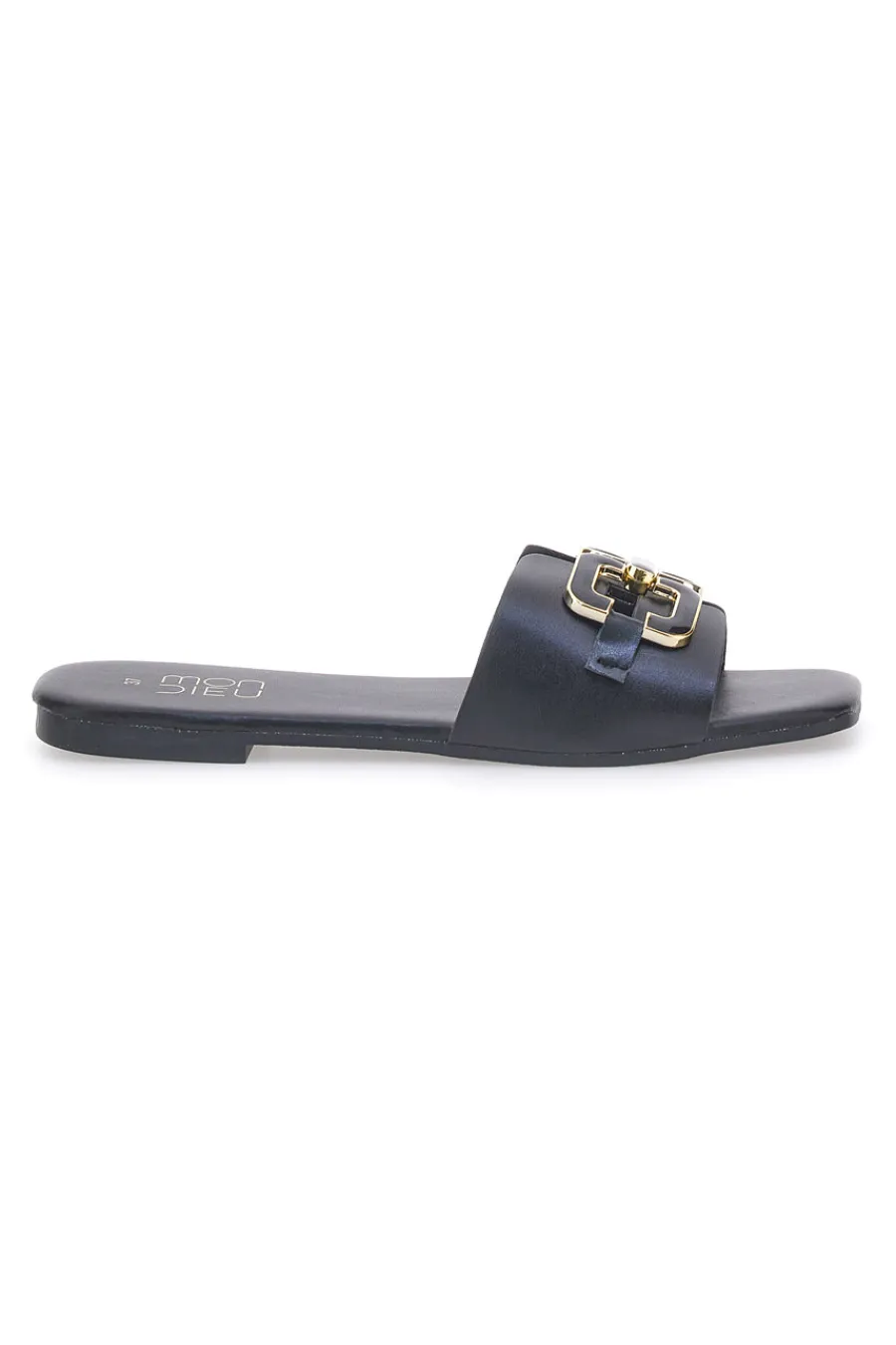 Schwarze Hausschuhe mit Maxi-Quadratkette PRE5413P-MON DIEU