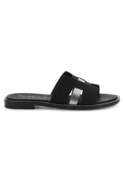 Schwarze Hausschuhe mit Metallic-Einsätzen MAT16-PLOCADI New
