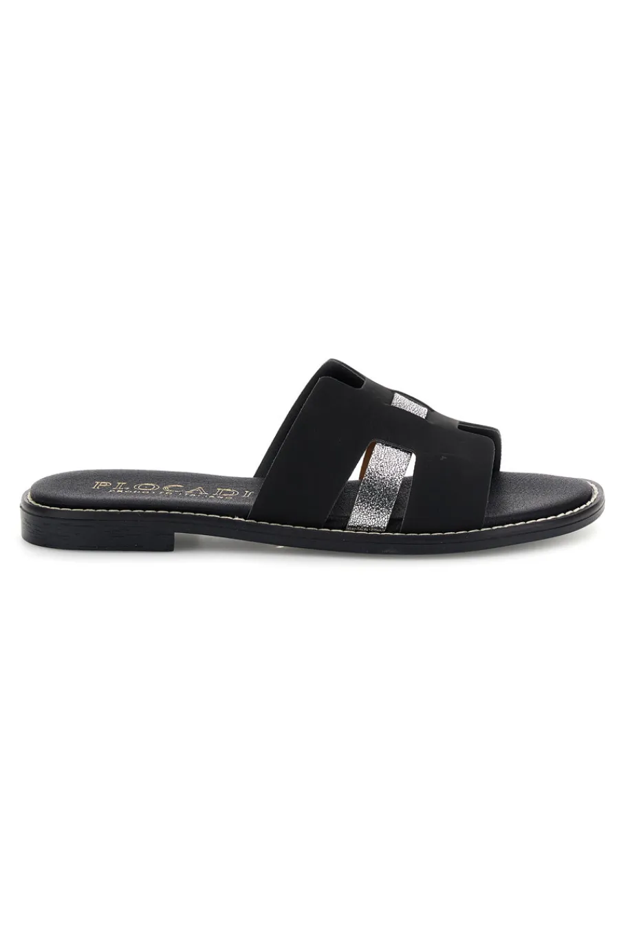 Schwarze Hausschuhe mit Metallic-Einsätzen MAT16-PLOCADI New
