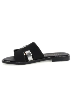 Schwarze Hausschuhe mit Metallic-Einsätzen MAT16-PLOCADI New