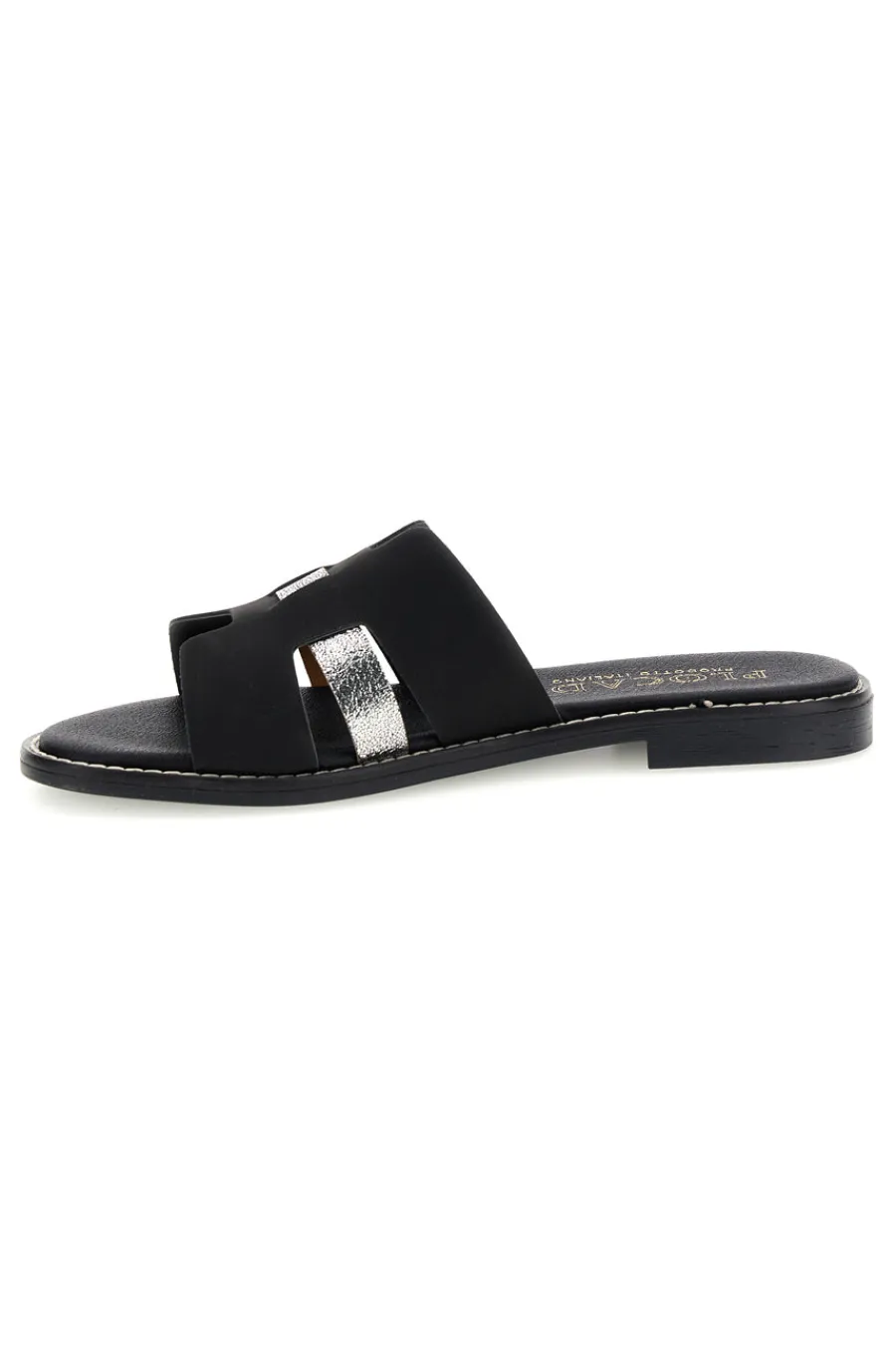 Schwarze Hausschuhe mit Metallic-Einsätzen MAT16-PLOCADI New