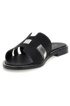 Schwarze Hausschuhe mit Metallic-Einsätzen MAT16-PLOCADI New