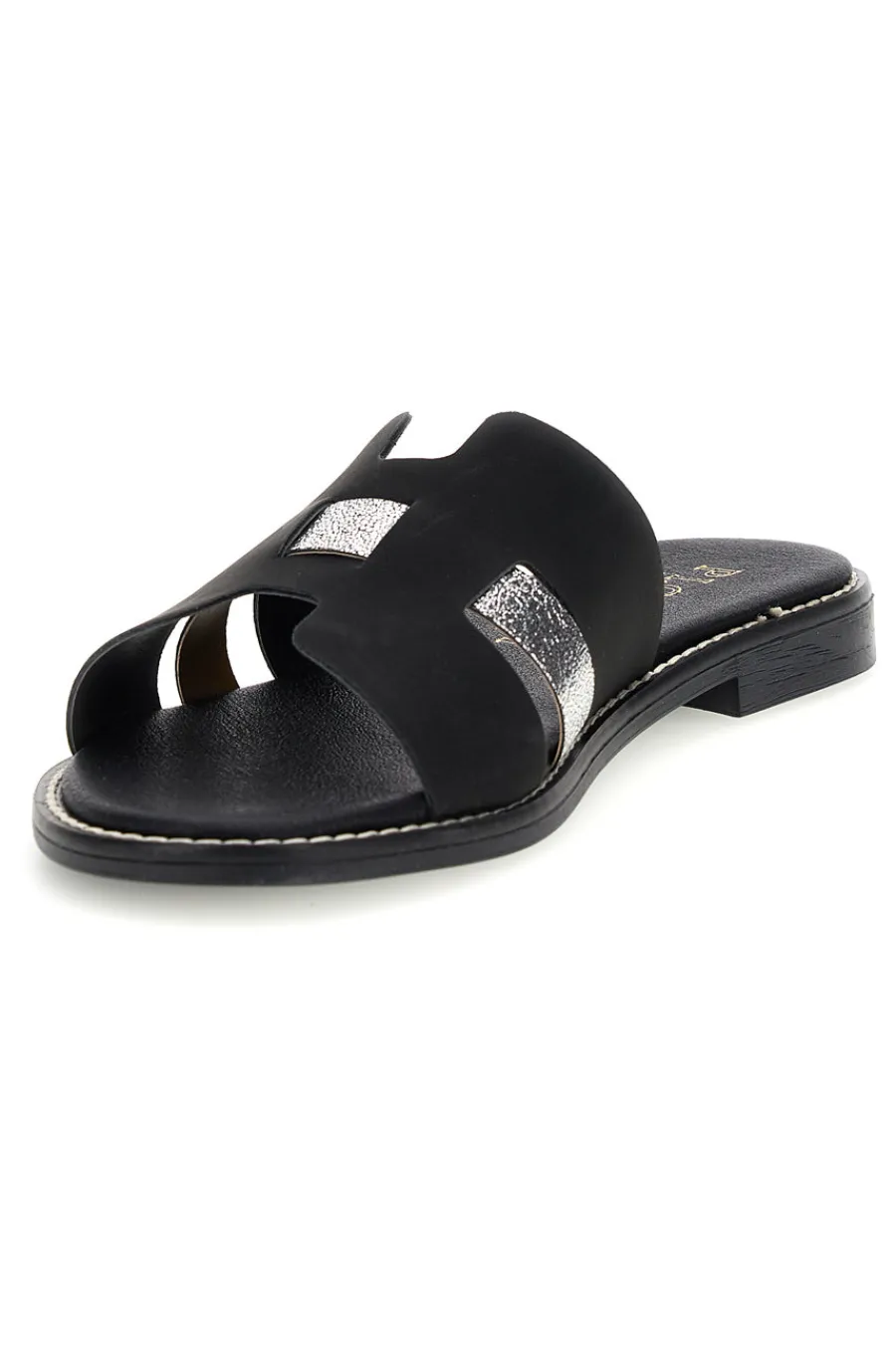Schwarze Hausschuhe mit Metallic-Einsätzen MAT16-PLOCADI New
