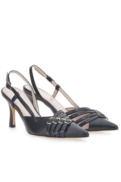 Schwarze Pumps mit Riemchen und Absatz 3824 made in Italy-PITTARELLO GLAM Discount