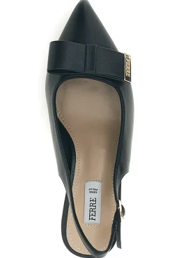Schwarze Pumps mit Riemen und Metallic-Detail Ferre F030-FERRE' Clearance