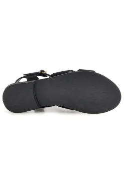 Schwarze Sandalen aus echtem Leder mit ovalen Metall-Accessoires im Pittarello-Look IF10328-PITTARELLO LOOK New